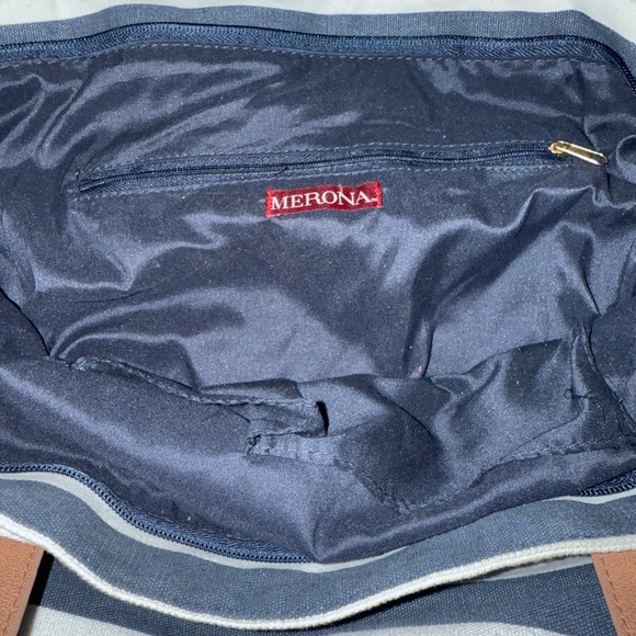 Merona Black and White Striped Tote Bag with Spacious Design - Picture 4 of 4